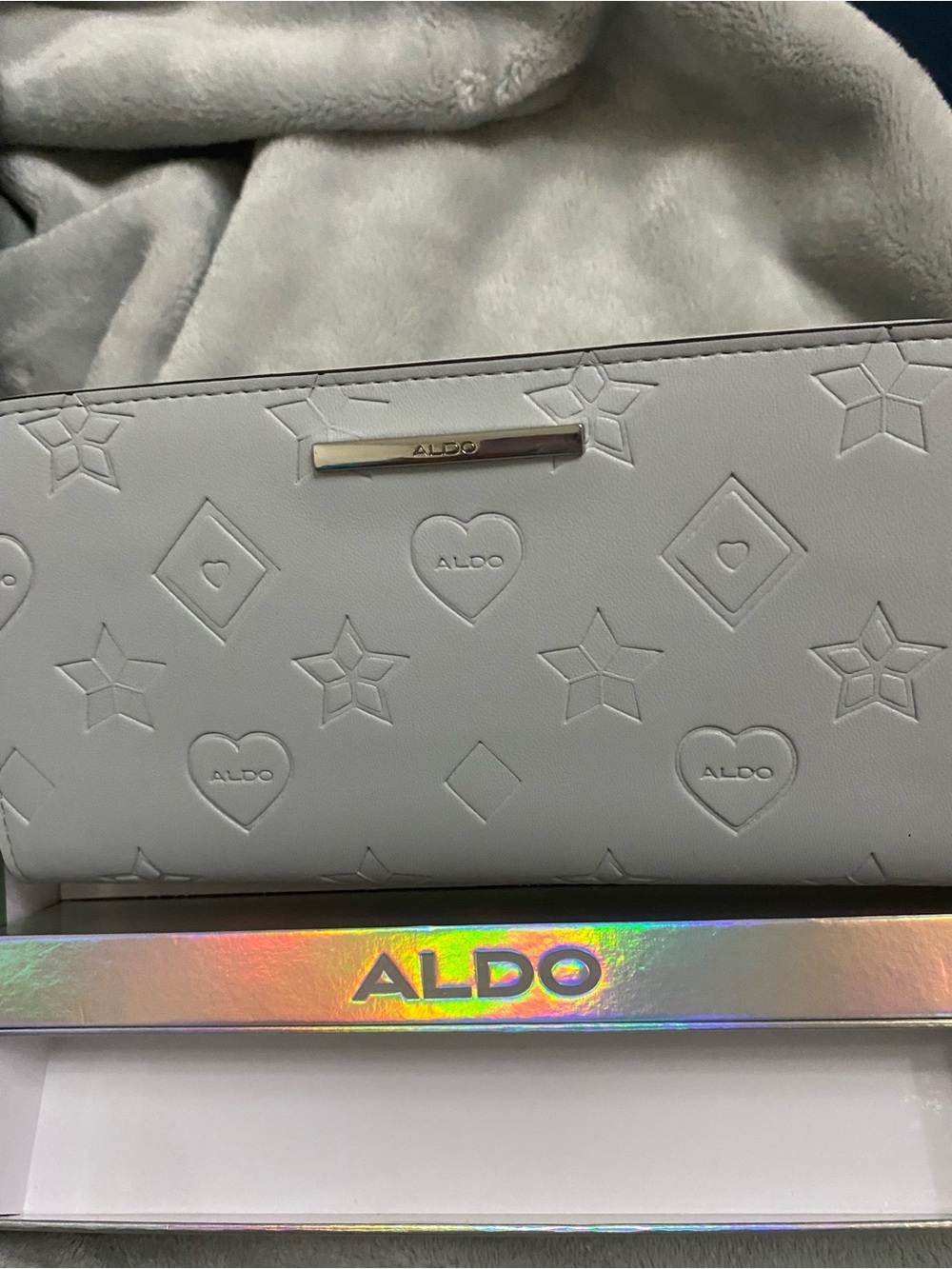 Aldo Embossed Heart & Star Grey Wallet